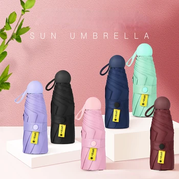 Ultra-ușor, Compact și Portabil Negru Adeziv de protecție Solară Umbrelă pentru Atât de sex Masculin și de sex Feminin Elevii de la Soare și Zile Ploioase
