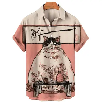 Unisex Cămașă Hawaiană 2022 Stil Japonez Tricou Bushido T-shirt de Sus Cămăși pentru Bărbați Îmbrăcăminte pentru animale de Companie Animale Pisica 3d de Imprimare de Tricouri de Vara