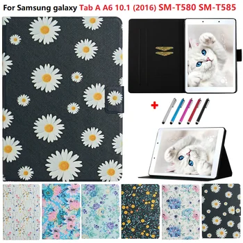 Pentru Samsung Galaxy Tab 10 1 2016 SM T580 T585 Caz Stand Tableta Coque pentru Samsung Tab Un A6 10.1 2016 Funda Flori husa pentru Tableta
