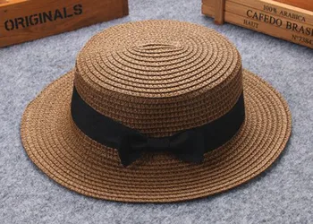 Copil de vara Luntraș Pălărie Plajă Largă parte Copii Băieți Casual Pălărie Panama Clasic, tv cu Bowknot Paie Pălărie de Soare Copii Fedora Gorros