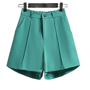 Negru Verde Stil de Vara Femei Largi 2023 Tendință de Streetwear pantaloni Scurți de Haine de sex Feminin Talie Mare Vintage Moda coreeană