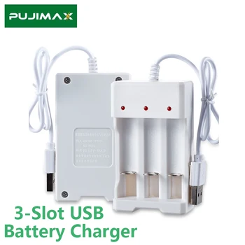 PUJIMAX Ieșire USB 3 Sloturi Încărcător pentru Acumulator Adaptor pentru AA/AAA Baterie Reîncărcabilă, Încărcare Rapidă de Instrumente Portabil și Durabil