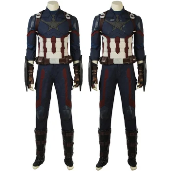 Film Infinity War Cosplay Costum Capitanul Steve Rogers Găuri Uniformă De Luptă Carnaval, Petrecere Tinuta Cu Pantofi Acoperă
