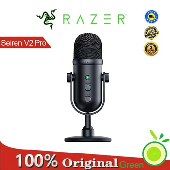 Razer Seiren V2 Pro USB microfon pentru streaming de jocuri, înregistrare podcast-uri de pe un PC, filtru high pass microfon de monitorizare