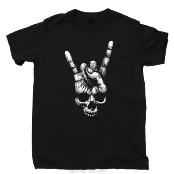 Craniul Mâna Semn De Coarne Tricou Heavy Metal, Rock N Roll Band Tatuaj Tricouri tricou harajuku
