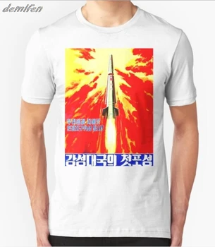 Propaganda nord-coreeană - Rachetă de tricouri de Vara Barbati Tricou Maneca Scurta Hip Hop Teuri Topuri Harajuku Streetwear