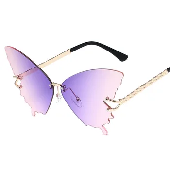 Moda Gradient Fluture ochelari de Soare pentru Femei Protecție UV Vintage din Metal fără ramă de ochelari de Soare Retro Ochelari de Partid Decor