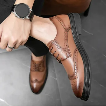 Super Pantofi pentru Bărbați Primăvară și de Toamnă de Afaceri Britanic Rochie de Pantofi din Piele de Moda a Crescut cu Adevărat Confortabil Nunta Mire Pantofi
