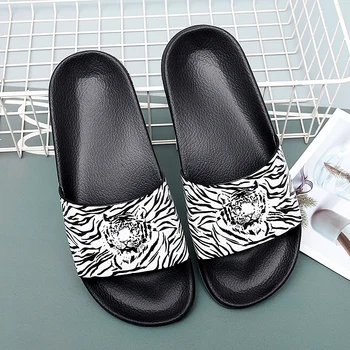 Vara Barbati Papuci Creative Tipărite Tigru Slide-Uri În Aer Liber Sandale Saboti Papuci De Plajă Masculin Interior Acasă Diapozitive Pantofi Casual 46