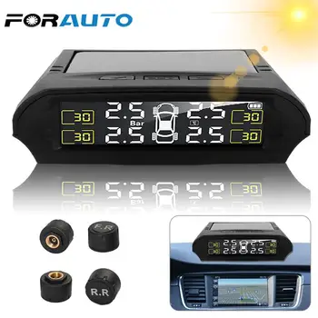 Cu 4 Senzor de Presiune în Anvelope Smart Display LCD Digital USB Auto de Alarmă de Securitate de Energie Solară TPMS Presiunea în Anvelope Auto Monitor de Alarmă
