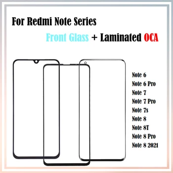 10buc Pentru Xiaomi Redmi Notă 7s 8T Nota 6 7 8 Pro 2021 LCD Fața Ecranului Tactil Lentila Exterioară Panou de Sticlă Cu OCA lamelat incleiat