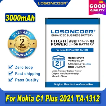 100% Original LOSONCOER Noi 3000mAh SP210 Baterie Pentru Nokia C1 Plus 2021 TA-1312 Baterie de Telefon Mobil