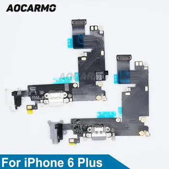 Aocarmo Alb/Negru/Gri Portul de Încărcare Conector Microfon Căști Audio USB Cablu Flex Pentru iPhone 6 Plus 5.5