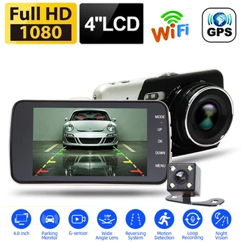 DVR auto cu WiFi Full HD 1080P Dash Cam din Spate Vedere aparat de Fotografiat Oglindă Video Recorder Viziune de Noapte Dashcam GPS Parcare Monitor Cutie Neagră