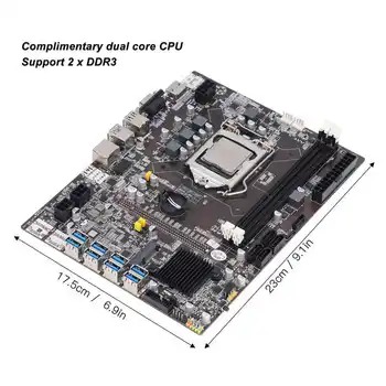 DDR3 Miner Placa de baza LGA 1155 8 USB3.0 3 Faze de Alimentare B75 Miner Placa de baza cu PROCESOR Dual-Core pentru ETH pentru BTC R