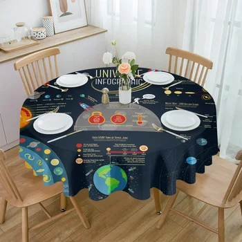 Pământ De Rachete Astronaut Soare, Luna, Stele, Univers Impermeabil Fata De Masa Nunta Bucătărie Acasă Decor Sala De Mese Rotunde Capac De Masă