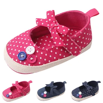 Copil Nou-Născut Pantofi De Vara Copilul Pantofi Fete Cu Fund Plat Dot Imprimare Buton Pentru Sugari Pantofi Casual Bowknot Non-Alunecare Prima Pietoni