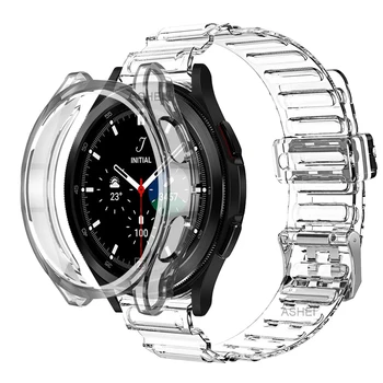 Caz + curea pentru Samsung galaxy watch 4 40mm 44mm trupa TPU Moale caz Clar pentru galaxy watch 4 classic 46mm 42mm curea bara