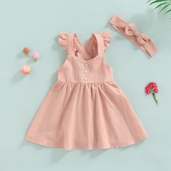 1-5 Ani Fetita Solid Moda De Vara Copilul Rochii Tub Party Dress Fără Mâneci Casual Pentru Sugari Copil Rochie Haine