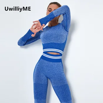 UwilliyME Dungă fără Sudură Yoga Tricouri Crop Top Camasi pentru Femei Yoga Sutiene Sport Sala de Fitness Pânză de Antrenament Topuri Tricouri Sport