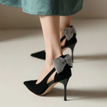 Femei Sandale Cu Toc Inalt Patrat Negru Cataramă A Subliniat Subțire Cu Toc Baotou Banchet Cu Toc Înalt Pantofi Femei Pantofi Tacones Mujer