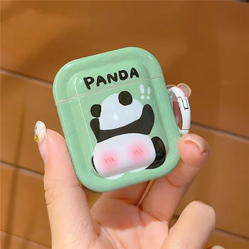 Desene animate drăguț Panda cheie inel pentru Airpods 1 2 Caz, de Bună Calitate fără Fir Bluetooth Căști Acoperire Pentru Airpods Caz