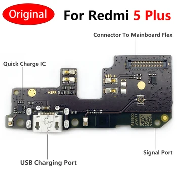 100% Original, Nou USB Port de Încărcare Conector Încărcător de Bord Flex Cablu Pentru Xiaomi Redmi 5 Plus Cu Microfon