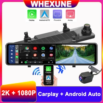 2K Dual Lentilă Oglindă Auto Carplay si Android Auto Wireless Miracast Dash Cam HD 1080P Video Recorder WiFi Conexiune de Navigare GPS