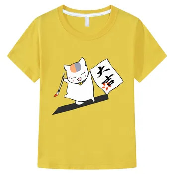 Cartea Natsume de Prieteni Natsume Yuujinchou Madara Pisica Anime Drăguț T-shirt cu Maneci Scurte benzi Desenate 100% Bumbac Baieti/fete Tee-shirt