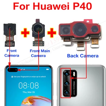 Original de Lucru Ultrawide Mare Principal din Spate, Camera din Spate Pentru Huawei P40 Mici se Confruntă Camera Frontală a Modulului de Telefon flex cablul