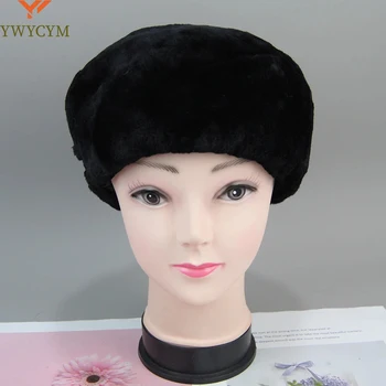 2023 Rusă Femei Flori Cu Dungi 100% Naturale Blana De Iepure Rex Capac De Cald Iarna Autentic Blană Pălărie Tricot Doamnă Adevărată Blană, Căciuli, Pălării