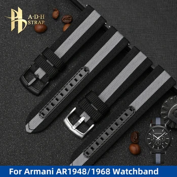 Nailon Watchband Pentru Armani AR1948 1968 1918 AR60008 AR1124 Cavalerul Negru Curele de Ceas 22mm Impermeabil piele de Vacă