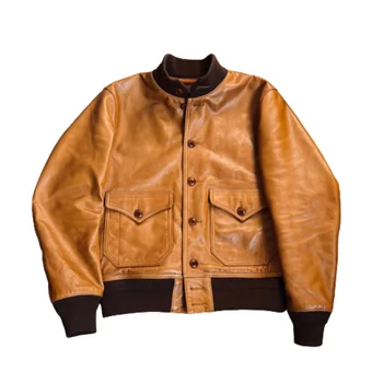 Jacheta din Piele pentru Barbati A1 Zbor Militare Stil Vintage Uza de Toamna Iarna