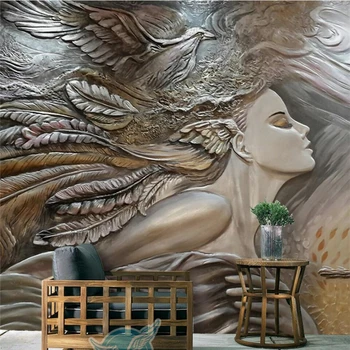 beibehang Creative în relief frumusețea păun fundal de perete personalizat mari murale matase, tapet de mătase papel de parede para quarto