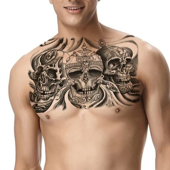 scheletul tatuaj temporar baieti sexy tatuaj fals bărbați corpul autocolant mare de tatuaje negru craniu de dragon impermeabil tatuaj umăr brațul