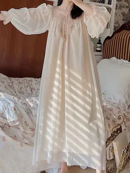Femei Ochiurilor De Plasă Volane Epocă Cămăși De Noapte Halat, Camasa De Noapte Lolita Zână Lungă Cămașă De Noapte Victorian De Epocă Romantic Princess Sleepwear