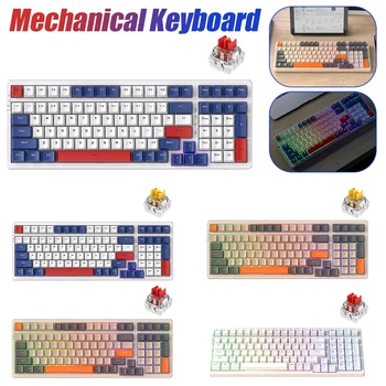 Noi K98 100Keys Tastatură Mecanică de Gaming Completă cheie Hot Swap Tastatură Mecanică Reîncărcabilă RGB de Tip C USB, Tastatura cu Fir