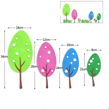 3D DIY Spuma EVA Autocolante de Perete Patru copaci colorate de Clasă Grădiniță Acasă Handmade