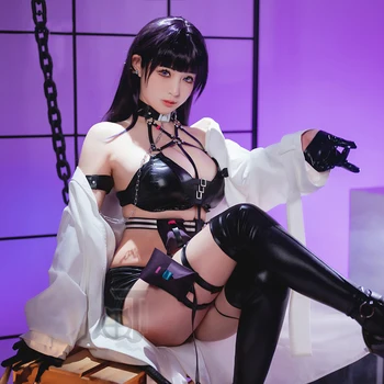 Mihara Cosplay Sexy Negru din piele PU Dresuri Joc Zeița Victoriei NIKKE de sex feminin Luptă Costum