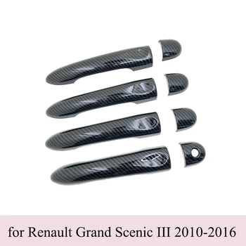 Culoare negru de Carbon, Fibra de Mânerele ușilor Capacul Ornamental Set Pentru Renault Grand Scenic III MK3 2010~2016 Accesorii Auto Autocolante 2011