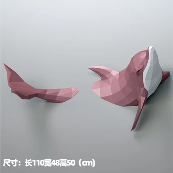 Înot Delfin Mic Pridvor Decor de Perete 3D Pandantiv Animal de Hârtie Model Low Poly Papercraft Handmade Origami Jucarii