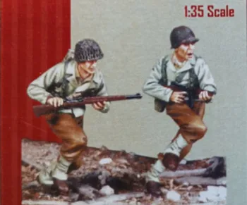 Scara 1/35 Modele în Miniatură Rășină WW2 Soldați Americani Assault 2 Persoane-al doilea RĂZBOI mondial Figura Nevopsite Model Kit Manual Asamblare DIY