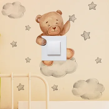 Ursul desene animate Star Comutator Autocolant Pentru copii Camera Copilului Decorare Dormitor Murală Auto-adeziv Decor Acasă Tapet Drăguț Decalcomanii de Perete