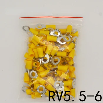 RV5.5-6 Inel Galben izolate terminal cablu Sertizare Terminale costum de 4-6mm2 Cablu Conector de Sârmă 100BUC/Pachet RV5-6 RV