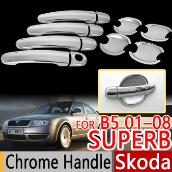 Pentru Skoda Superb Mk1 B5 3U 2001-2008 Usa Mânere Cromate Capace Trim Set de 4buc Accesorii Auto Stickere Auto Styling 2003 2005