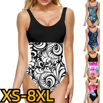 2023 Vară Nou Design Tipărite Moda Costume de baie Femei O Bucată SwimsuitVacation de Plajă, îmbrăcăminte de Mari Dimensiuni de Imprimare Sexy Costum de Baie 8XL