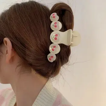 2023 Nou În Moda coreeană Y2K Goth Dulce Roz Flori Acrilice Inima de Păr Clipul de Gheare de Păr Pentru Femei Tendință de Basm Accesorii de Par