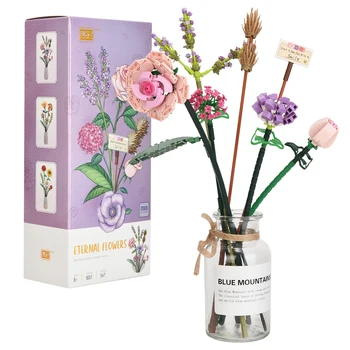 Mini Buchet de Flori Bloc Caramida DIY Flori, Jucării de ziua Îndrăgostiților Cadou de Ziua Mamei Pentru Fete Adulti Copil de Simulare a Crescut