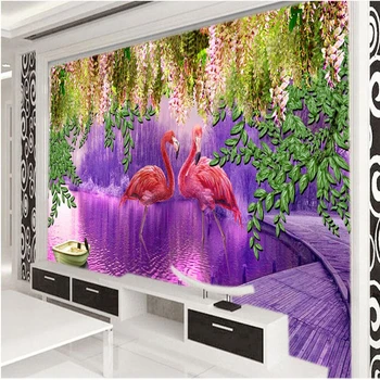 beibehang romantic Violet lavanda grădină cameră de zi dormitor canapea fundal personalizat frescă mare de mătase verde tapet de mătase