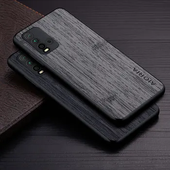 Caz pentru Xiaomi Redmi 9T funda bambus lemn model din Piele huse pentru telefoane de Lux coque pentru xiaomi redmi 9t caz capa